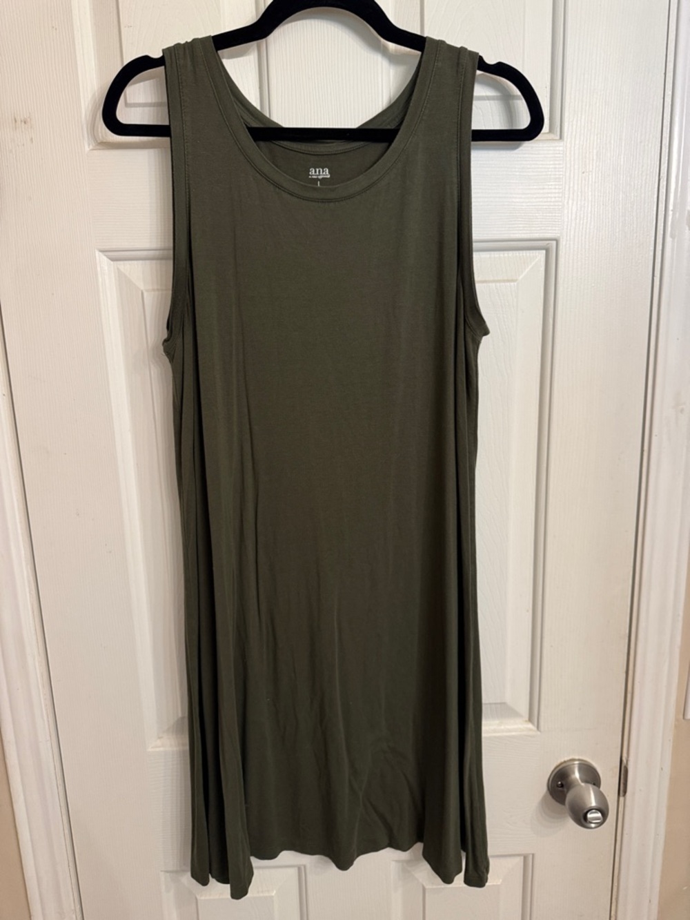 a.n.a Olive Green Sleeveless Midi Swing Dress